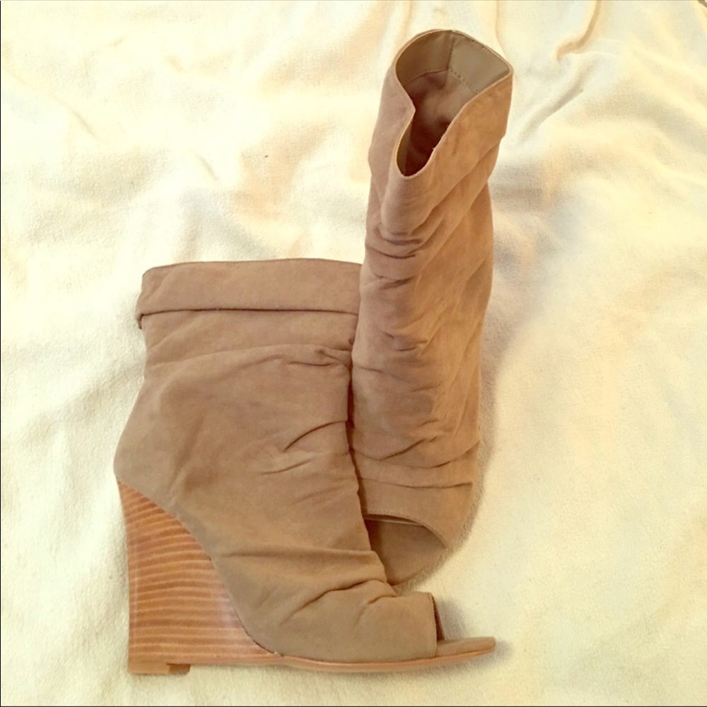 Torrid open toe slouchy wedge booties, 10.5W